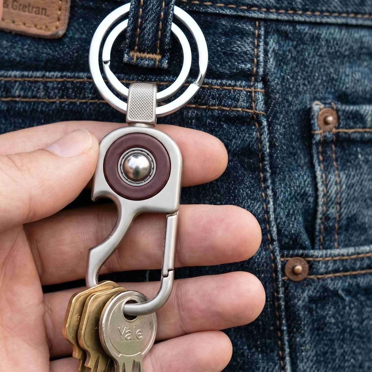 Heavy Duty Metal Key Holder – Secure Lock Carabiner & Dual Rings