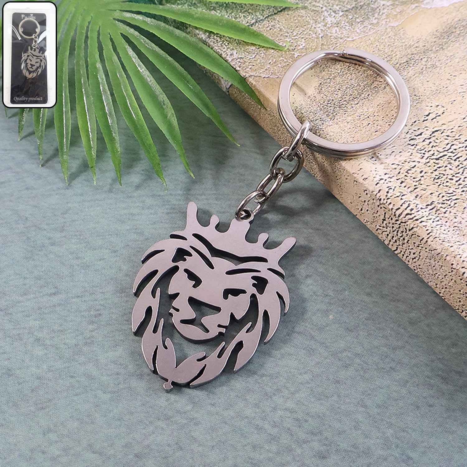 Lion Head Keychain – Stainless Steel Durable Crown Design