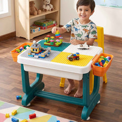 Kids Building Block Activity Table and Chair Set with Storage Bins, STUDY TABLE (2 Pc Set)
