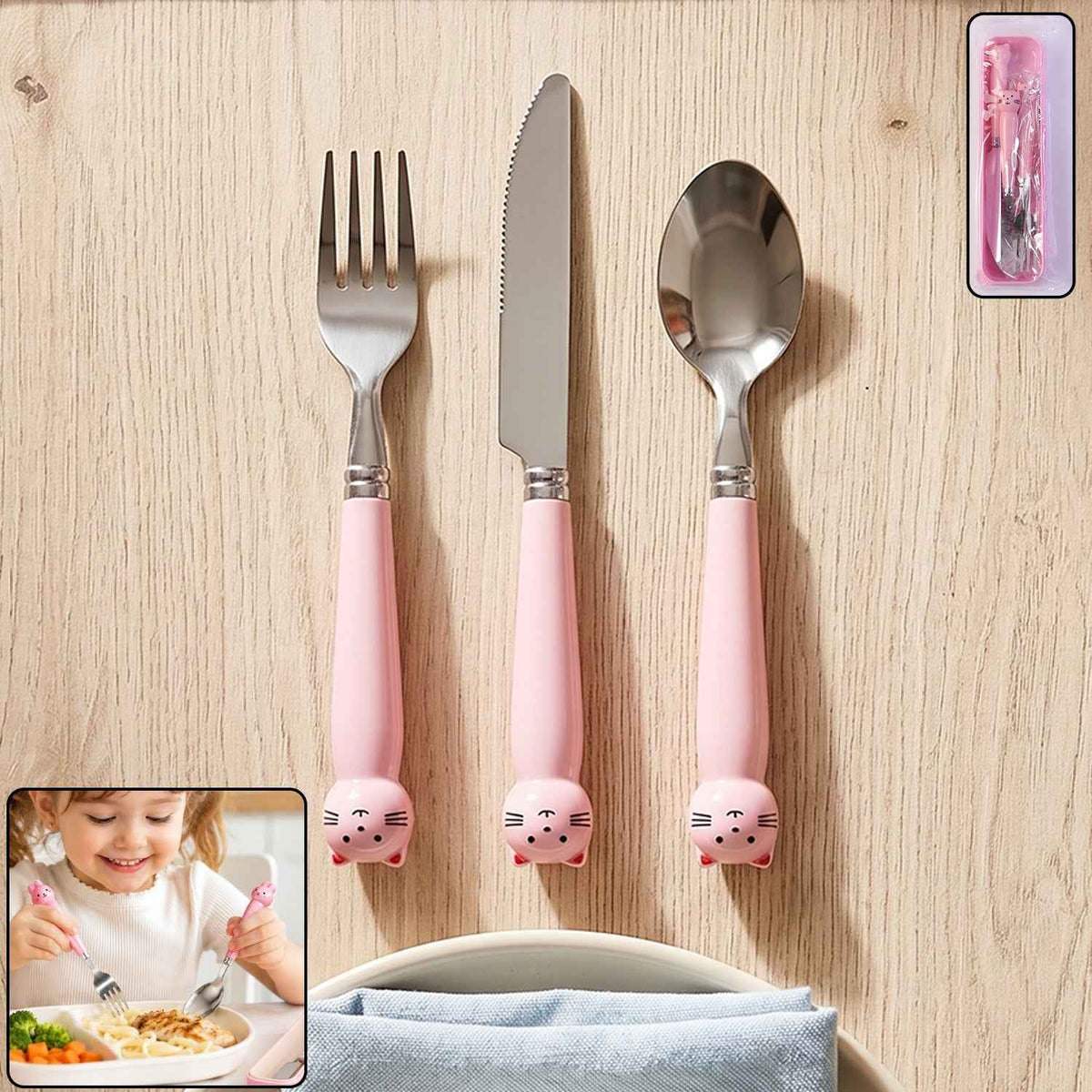 Kids Stainless Steel Cutlery Set Ð Safe, Durable & Portable
