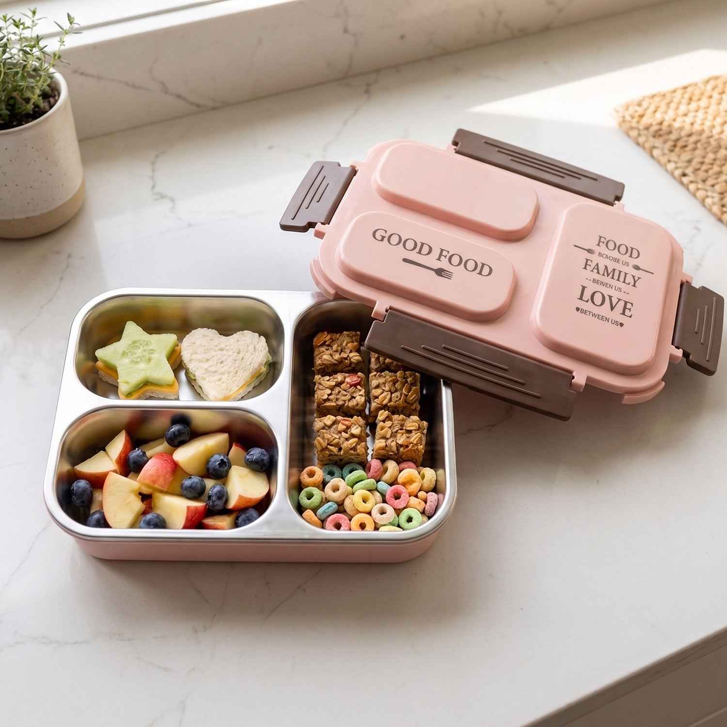 3-Compartment Stainless Steel Lunch Box – Leak-Proof & Durable