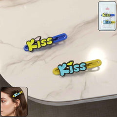 Kiss Text Hair Clip Set – Cute & Playful 2-Piece Snap Clips