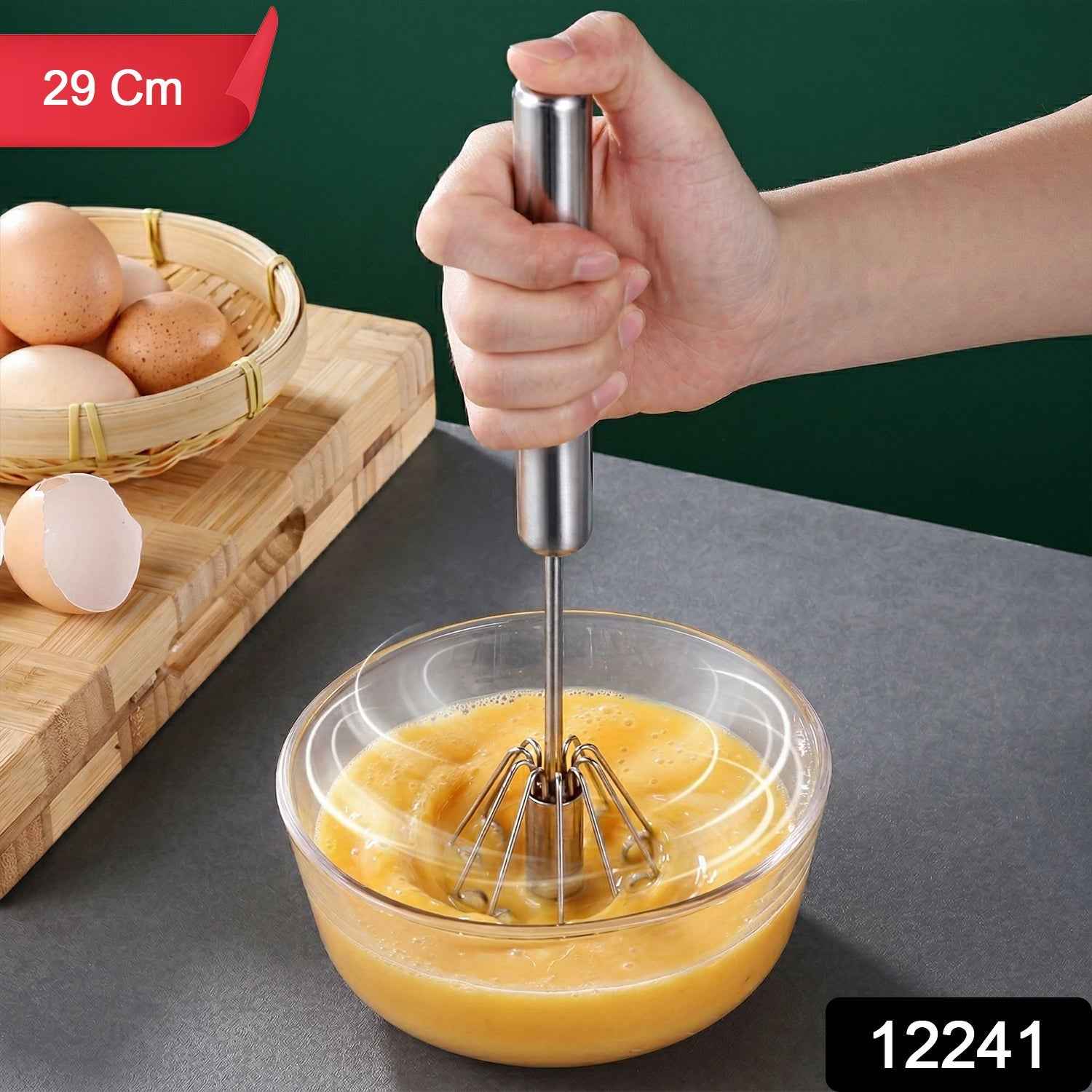 Stainless Steel Hand Push Rotary Whisk – Effortless Mixing Tool