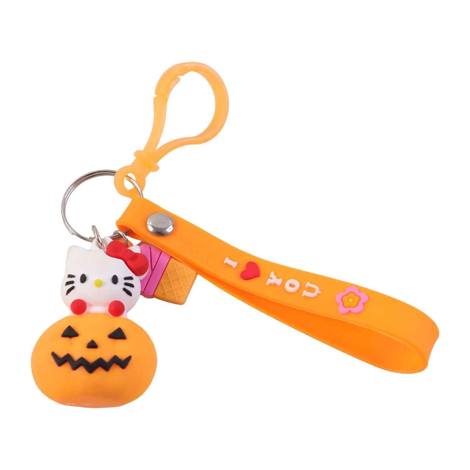 Kitty Pumpkin Keychain – Cute Cartoon Bag Charm Accessory
