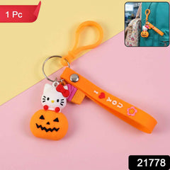 Kitty Pumpkin Keychain – Cute Cartoon Bag Charm Accessory