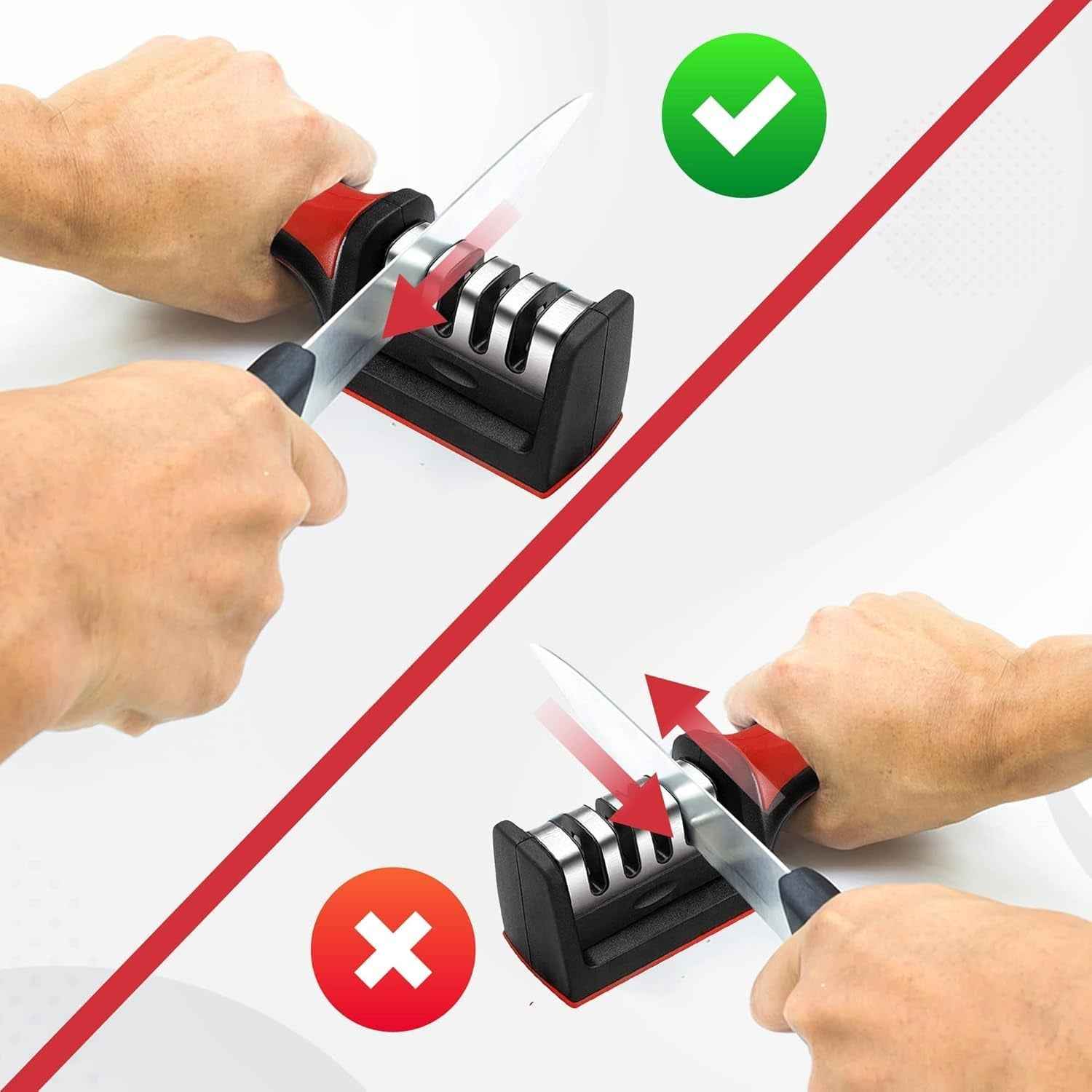 3 Stage Kitchen Knife Sharpener – Ergonomic & Efficient