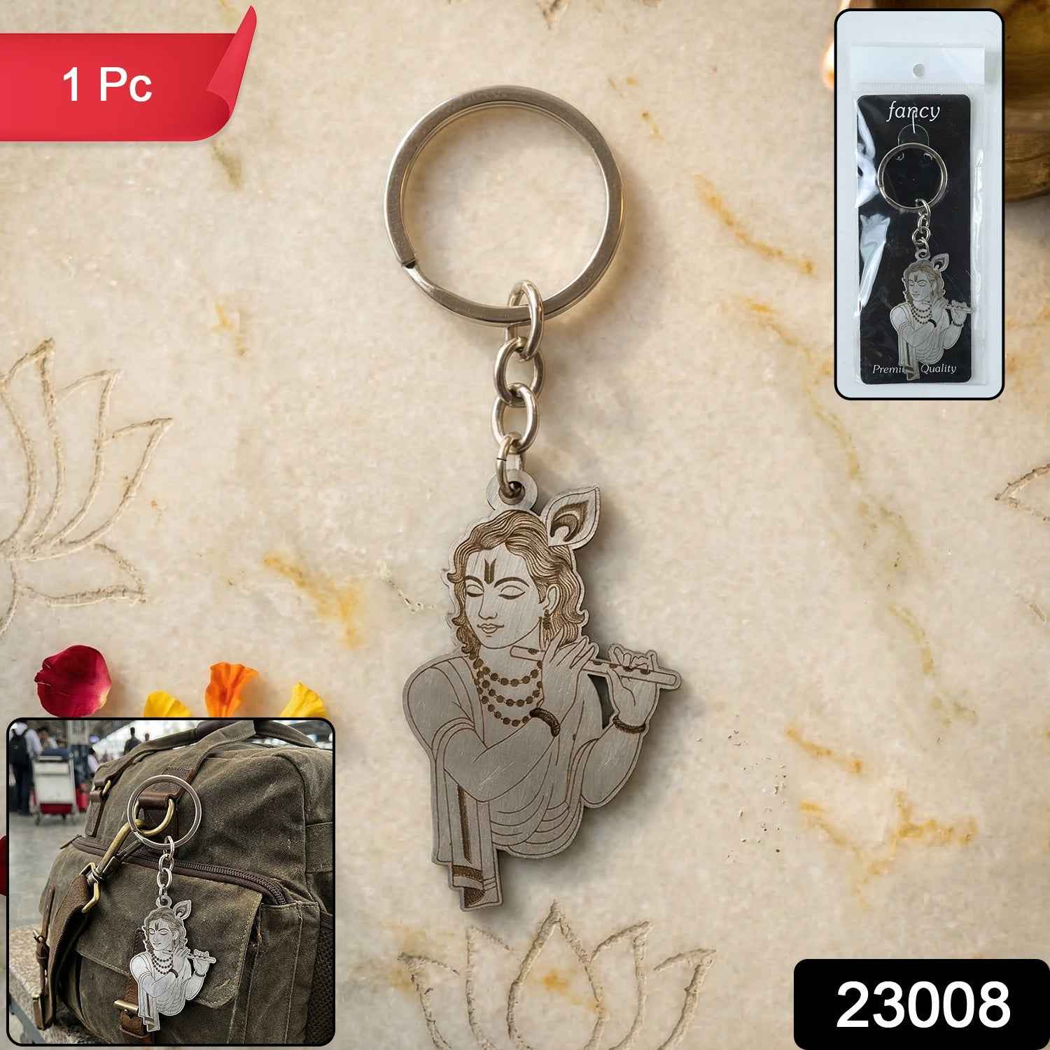Lord Krishna Engraved Keychain – Durable Spiritual Accessory