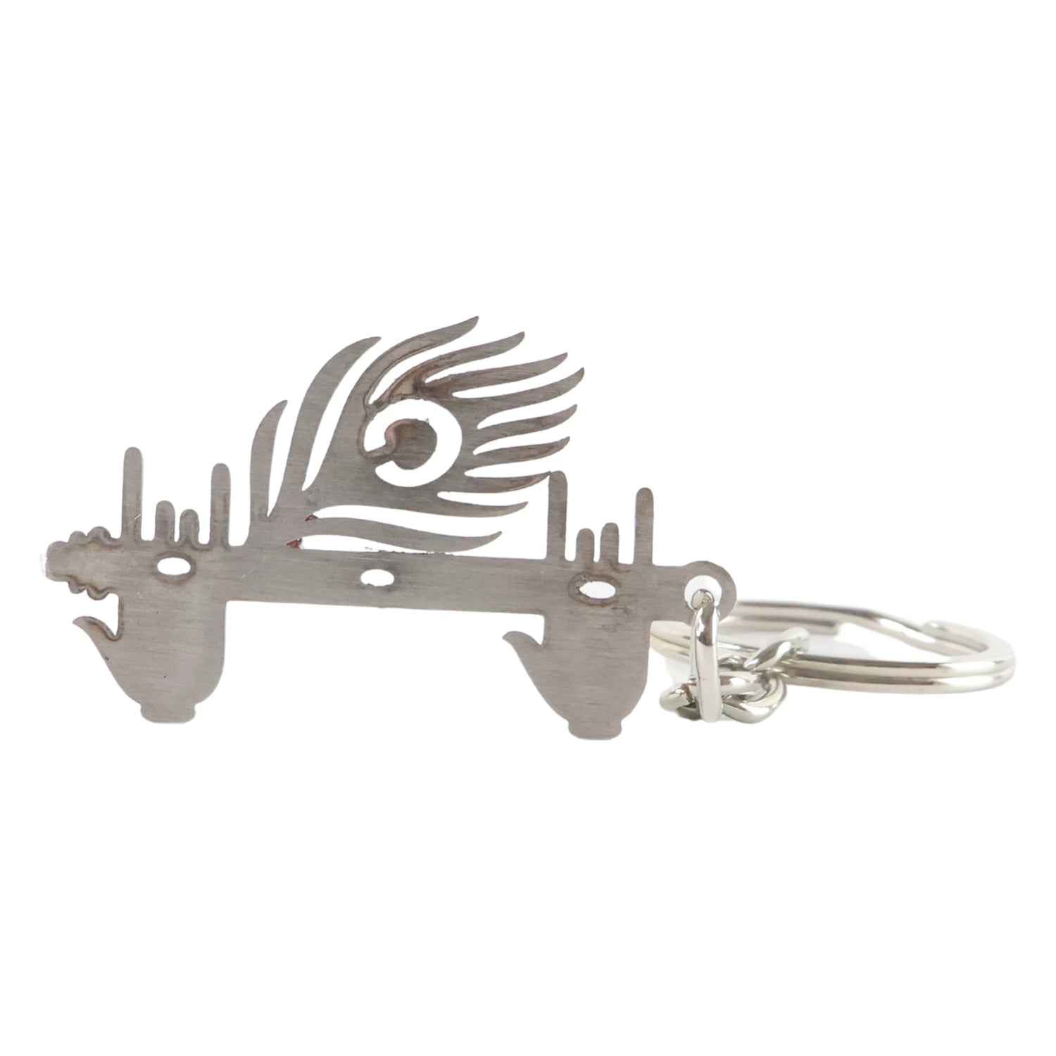 Krishna Flute Keychain – Devotional Metal Keyring for Spirituality