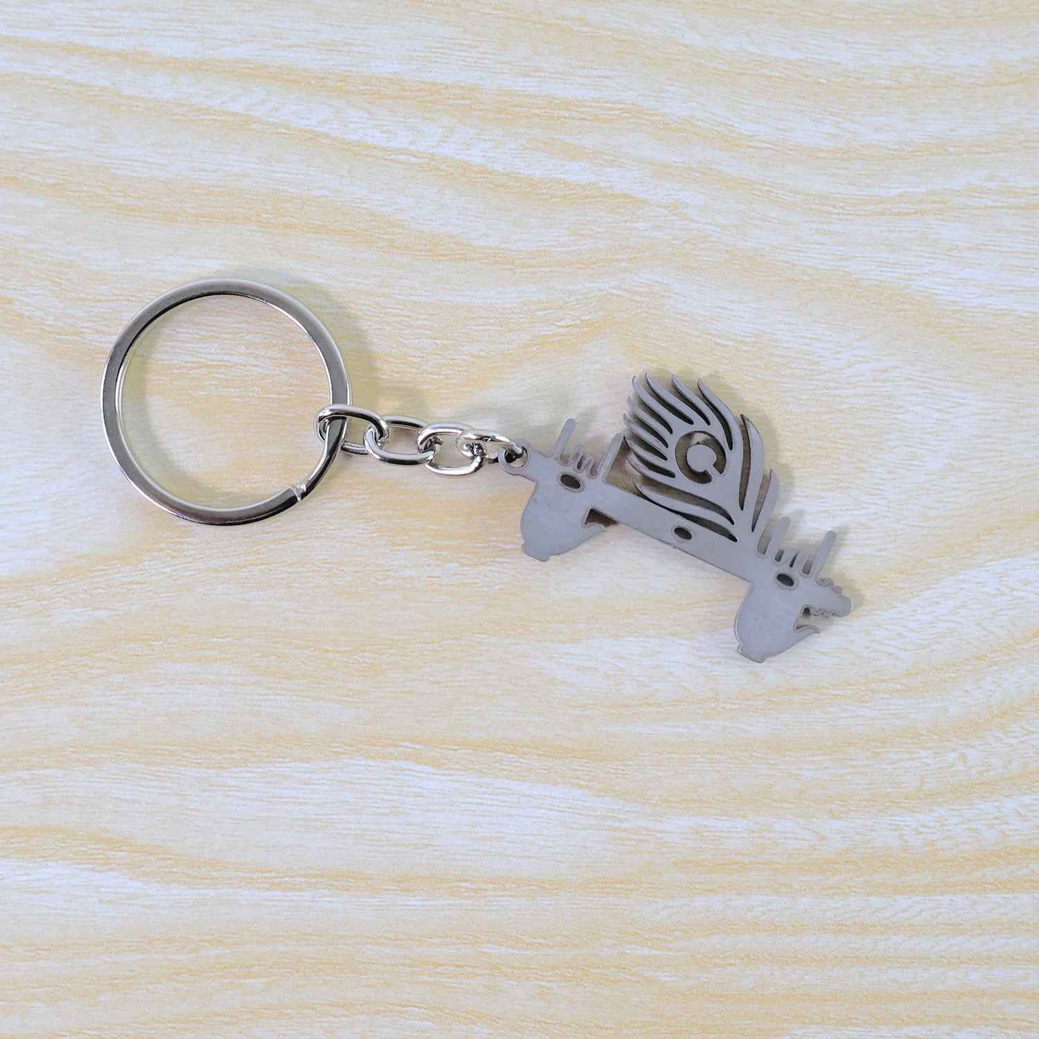 Krishna Flute Keychain – Devotional Metal Keyring for Spirituality