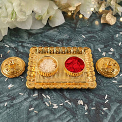 Kumkum Holder – Elegant Golden Floral Pooja Accessories