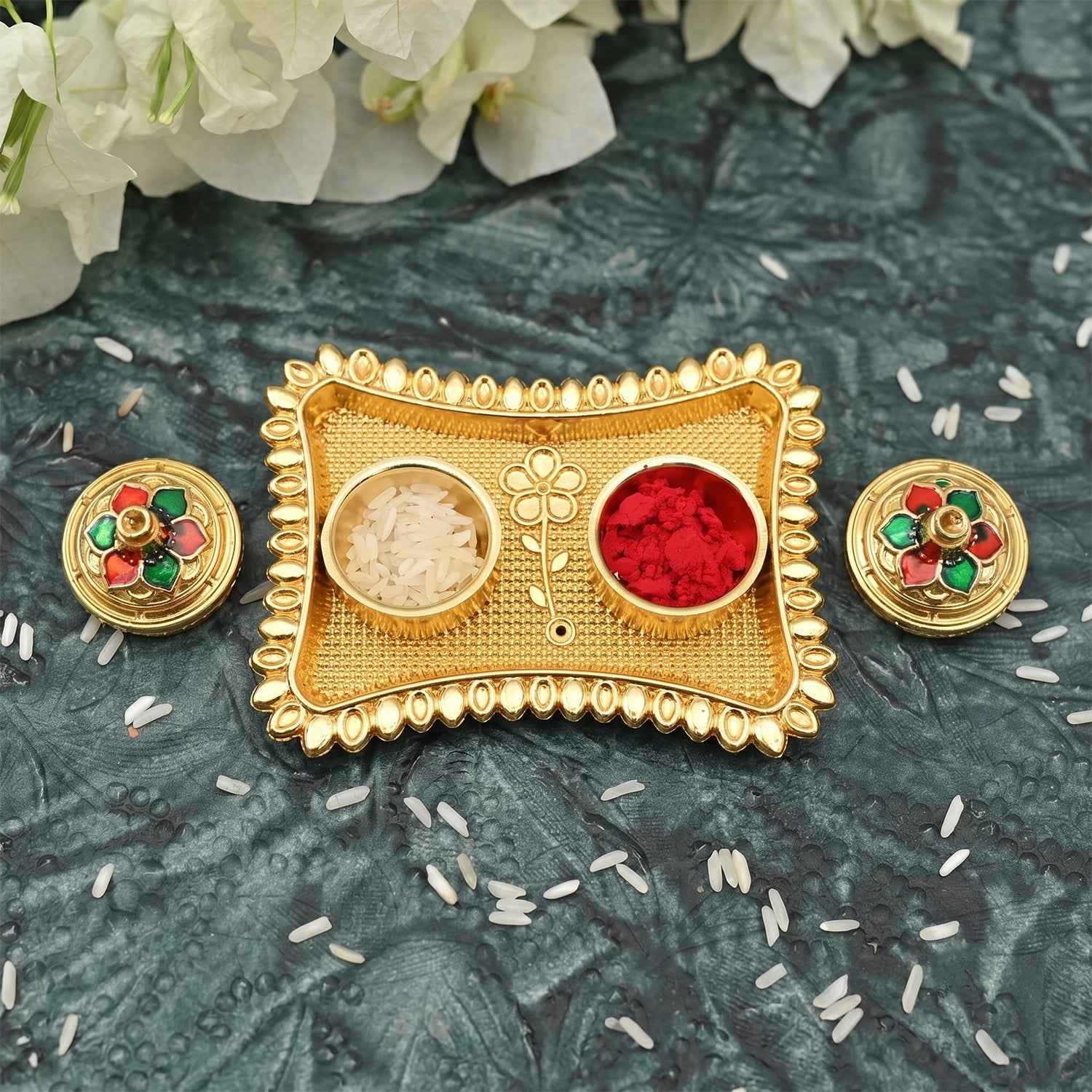 Kumkum Holder – Elegant Meenakari Floral Design for Pooja