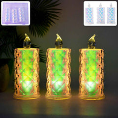 LED Flameless Candle Lights – Set of 3 Crystal Decorative Lights