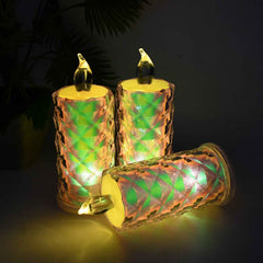 LED Flameless Candle Lights – Set of 3 Crystal Decorative Lights