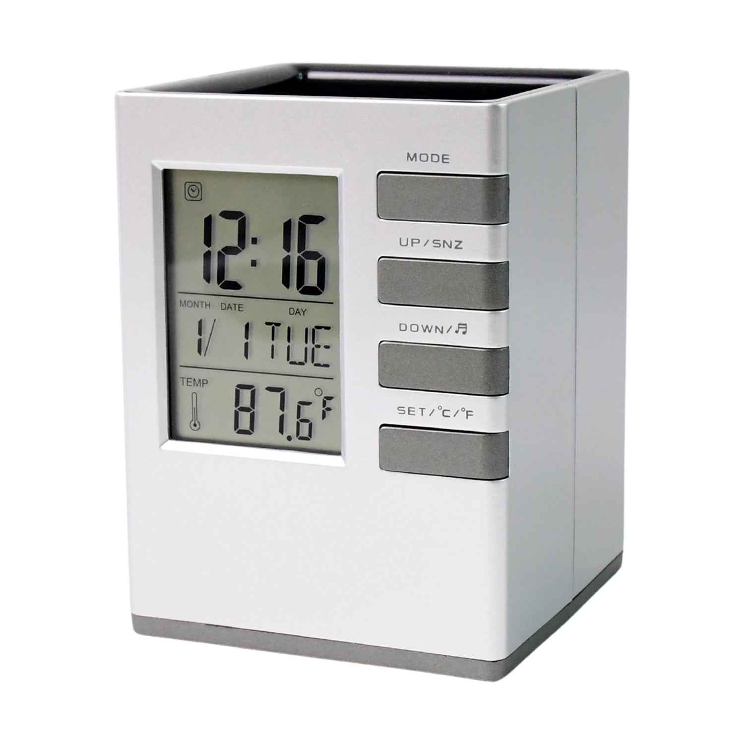 Digital Desk Clock – Multifunction with Pen Holder & Temp Display