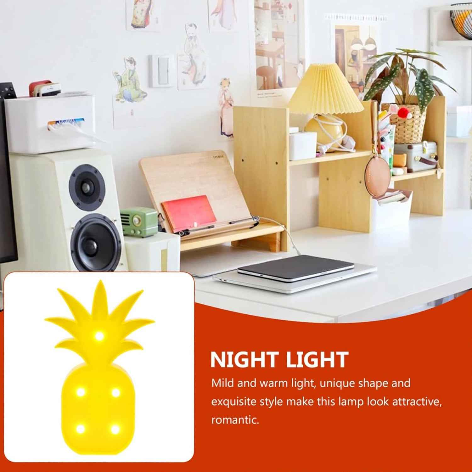 Pineapple Shaped LED Night Light – Battery Operated Decorative Lamp