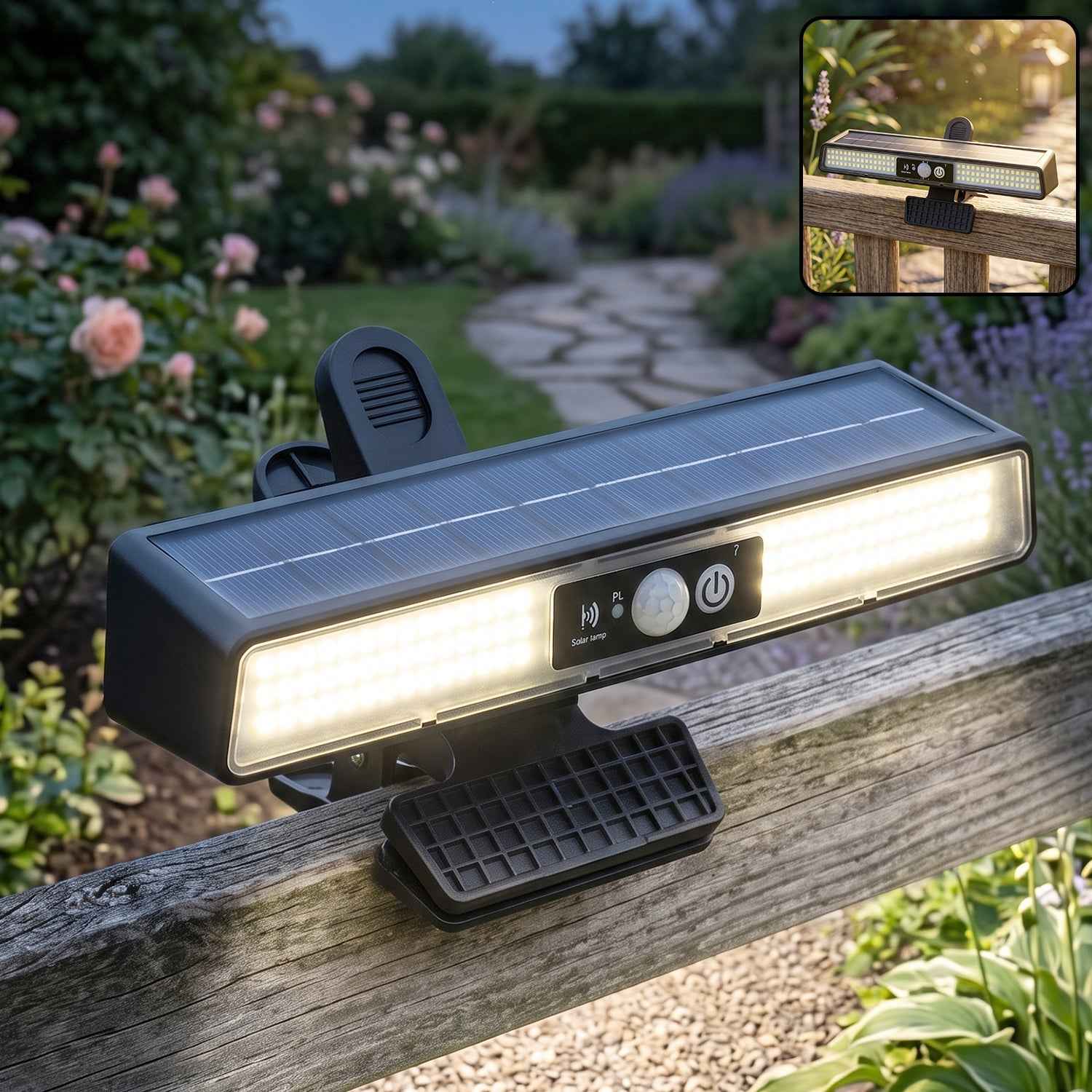 102 LED Solar Clip Motion Sensor Light for Garden Fence Outdoor (1 Pc)