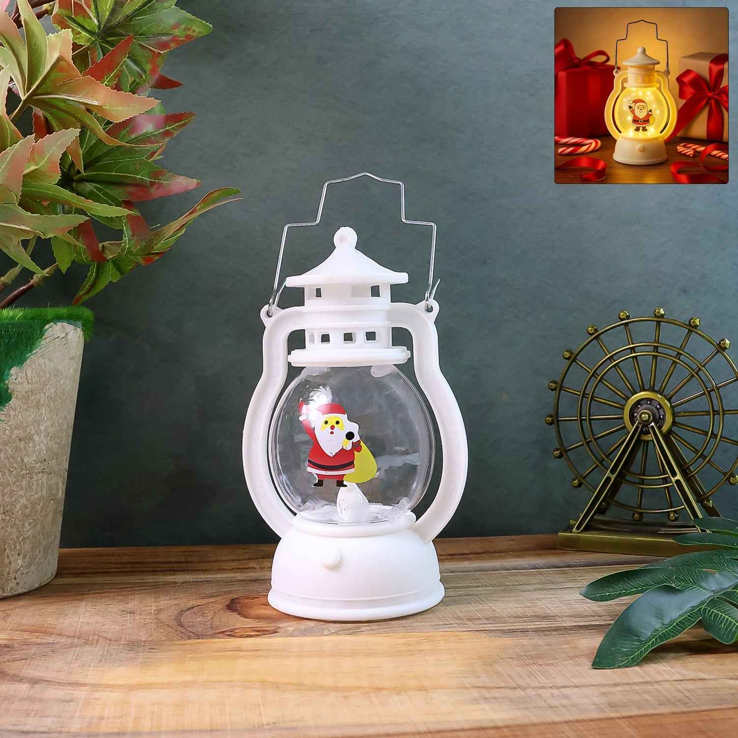 Santa LED Lantern – Festive Mini Decorative Light with Handle