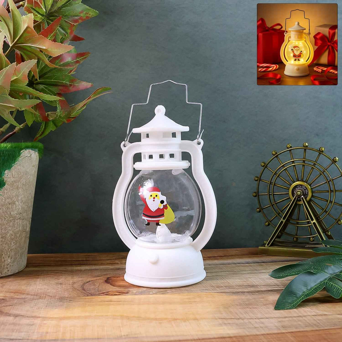 Santa LED Lantern – Festive Mini Decorative Light with Handle