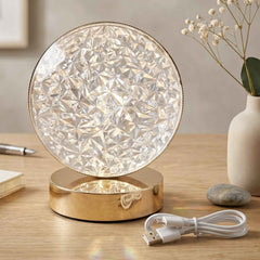 Round Crystal LED Table Lamp Ð Dimmable Touch & USB Rechargeable