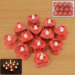 Heart Shaped LED Tea Light Candles – 12 Pc Mix Color Set