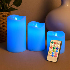 LED Flameless Candle Set – 3-Piece with Remote Control & Multicolor Light