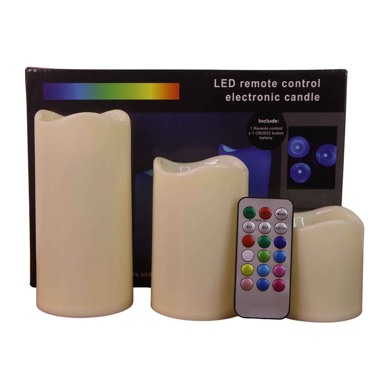 LED Flameless Candle Set – 3-Piece with Remote Control & Multicolor Light