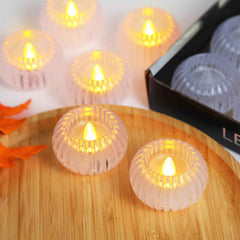 LED Crystal-Effect Flameless Candles – Set of 12 Battery-Operated Tealights