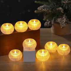 LED Crystal-Effect Flameless Candles – Set of 12 Battery-Operated Tealights