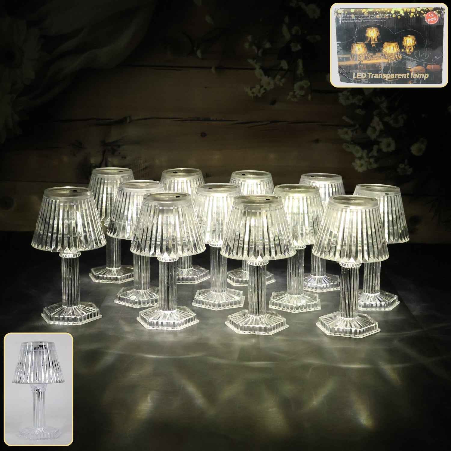 Crystal Style LED Table Lamps – Elegant Flameless Set of 12