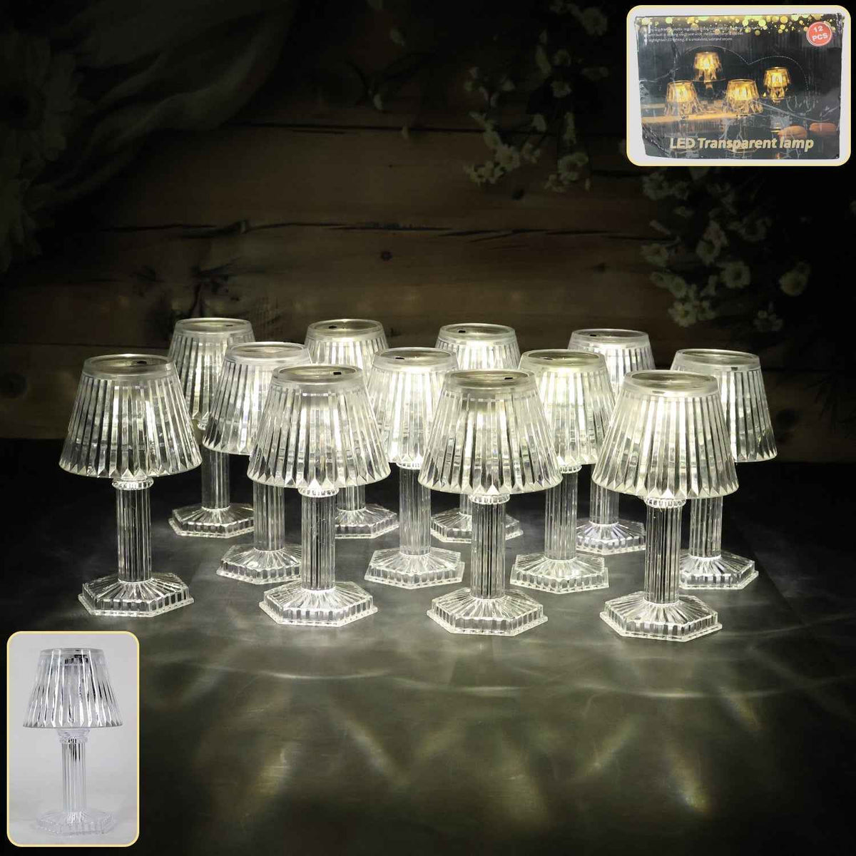 Crystal Style LED Table Lamps – Elegant Flameless Set of 12