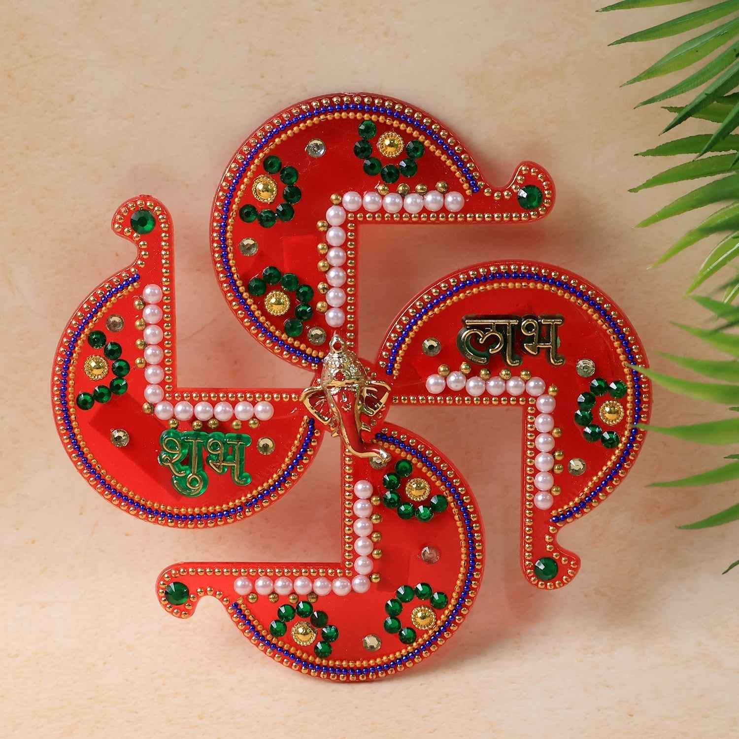 Acrylic Swastik Shubh Labh Wall Hanging – Auspicious Festival Decor