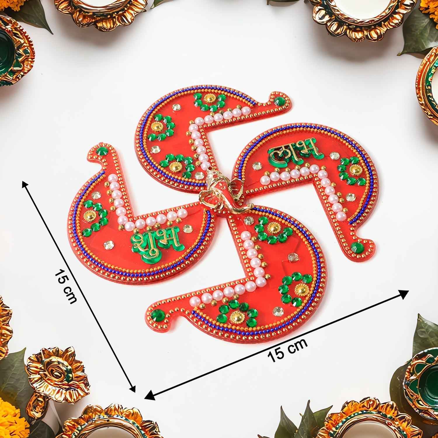 Acrylic Swastik Shubh Labh Wall Hanging – Auspicious Festival Decor