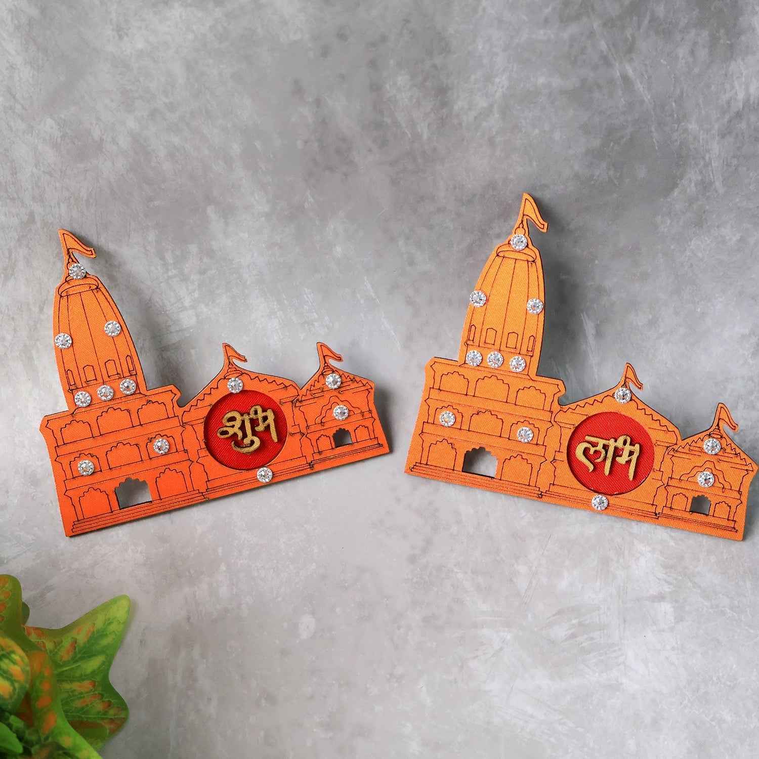 Shubh Labh Temple Wall Sticker – Vibrant Festive Home Décor