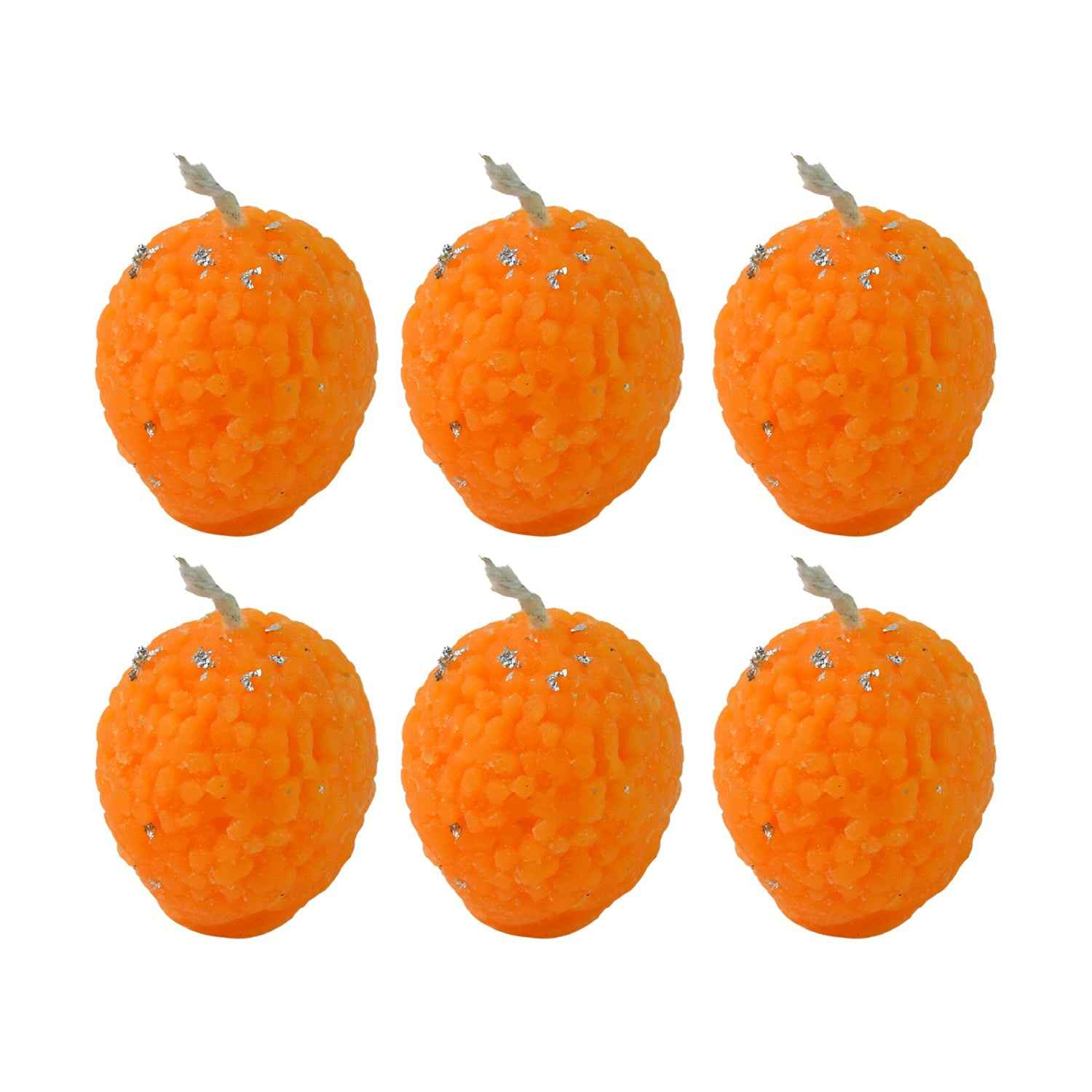 Laddu-Shaped Wax Candles – Set of 6 with Silver Leaf Decoration
