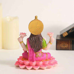 Lakshmi Mata Idol Sitting on Lotus – Decorative Polyresin Statue