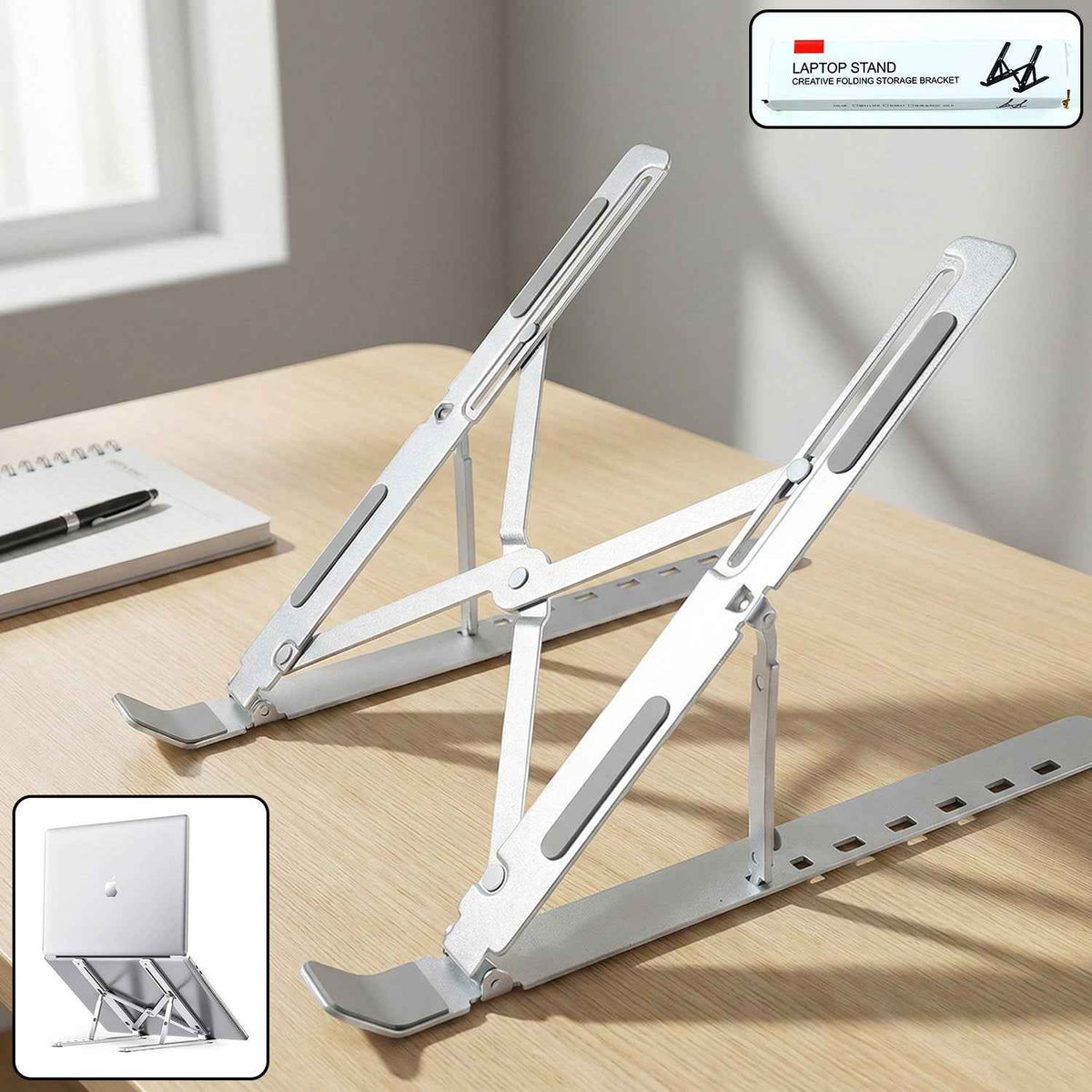 Adjustable Laptop Stand – Ergonomic Foldable Design for Desk Use