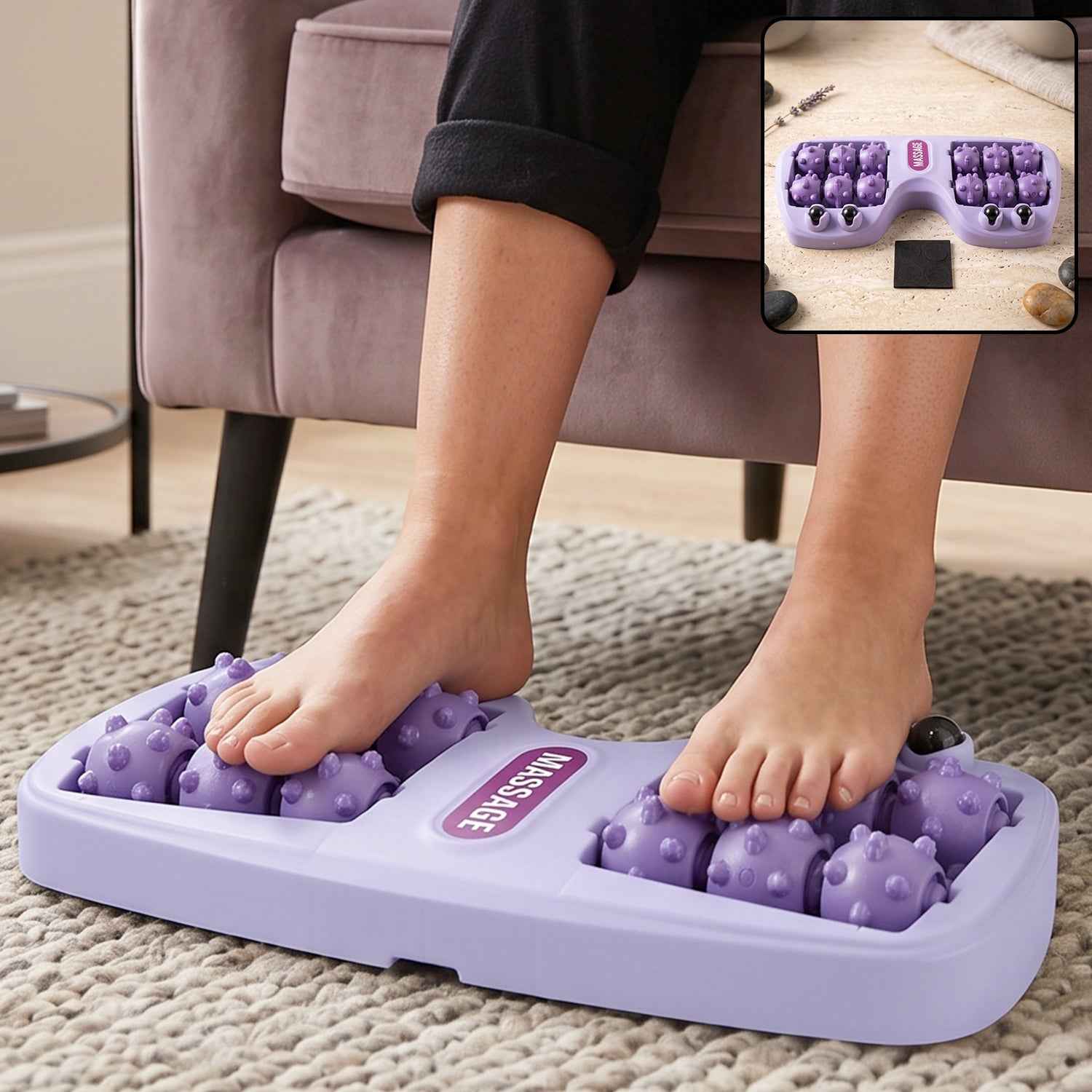 Manual Plastic Roller Foot Massager with Acupressure Nodes for Both Feet (1 Pc)