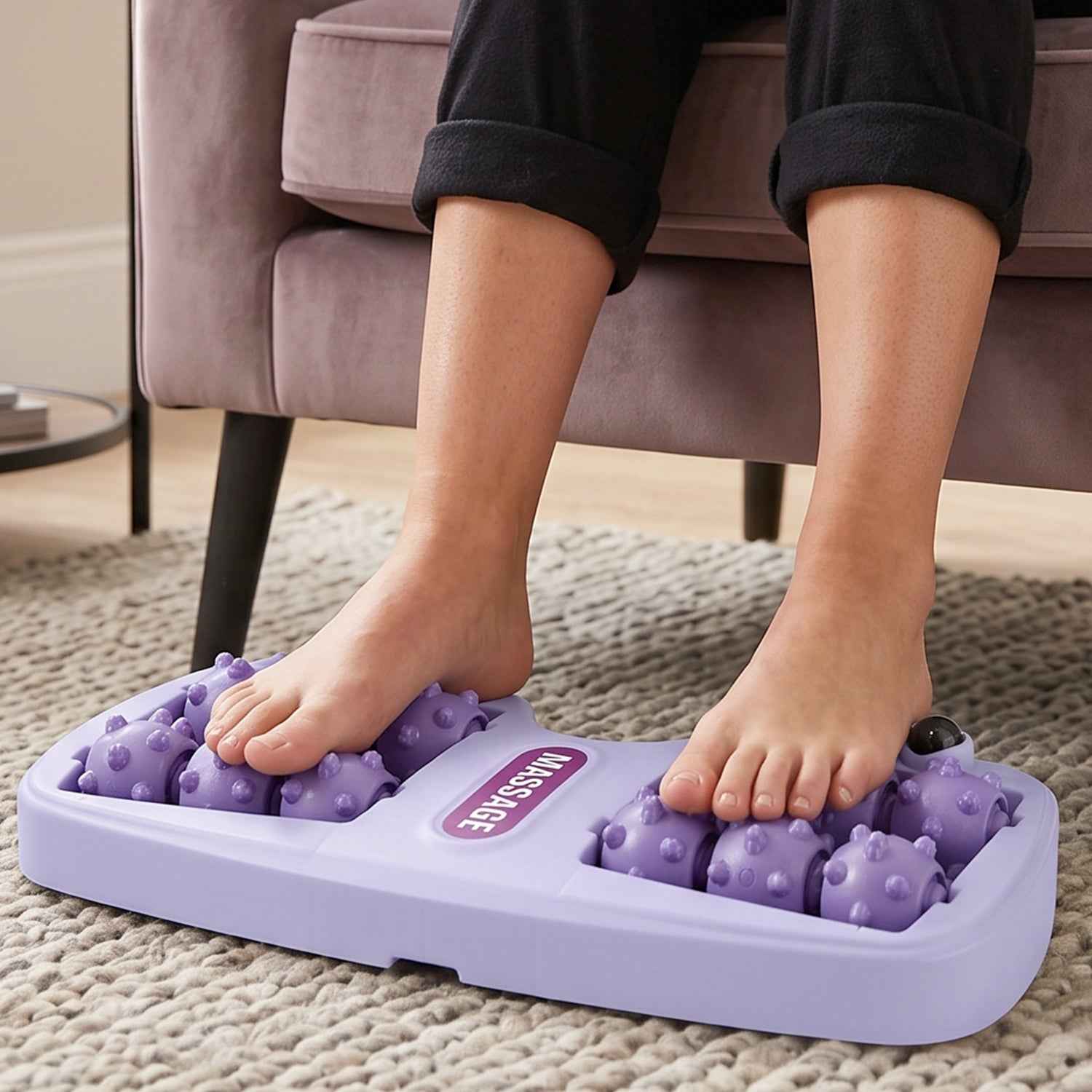 Manual Plastic Roller Foot Massager with Acupressure Nodes for Both Feet (1 Pc)