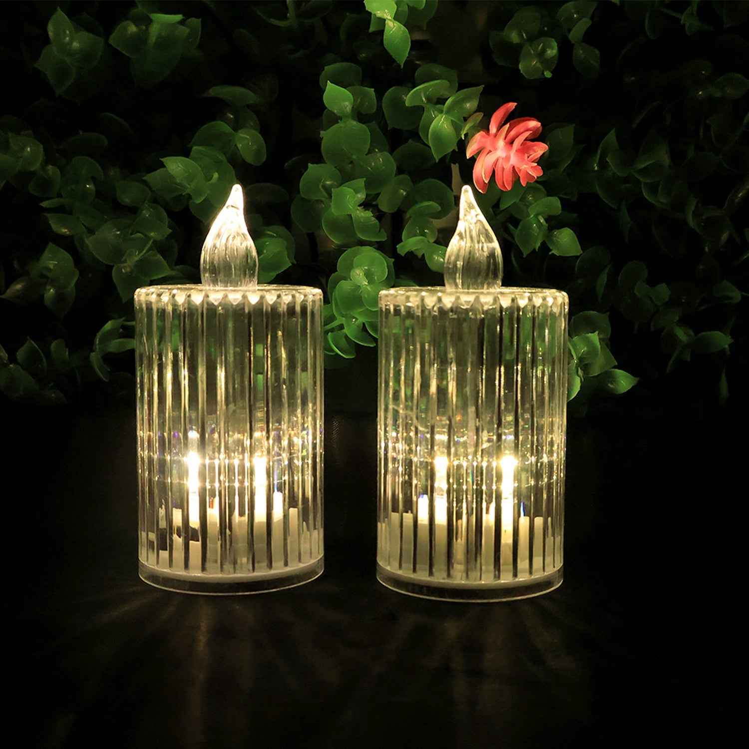 LED Flameless Candle Lights – Premium Crystal Effect, Set of 8