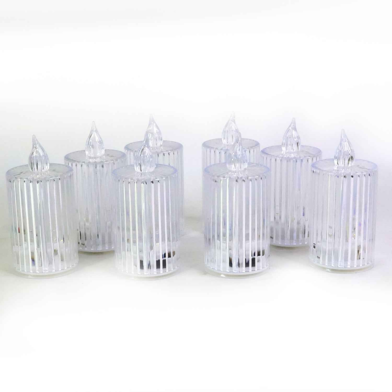 LED Flameless Candle Lights – Premium Crystal Effect, Set of 8