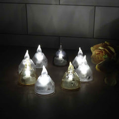 LED Flameless Decorative Diyas – Set of 8 Crystal-Style Lights