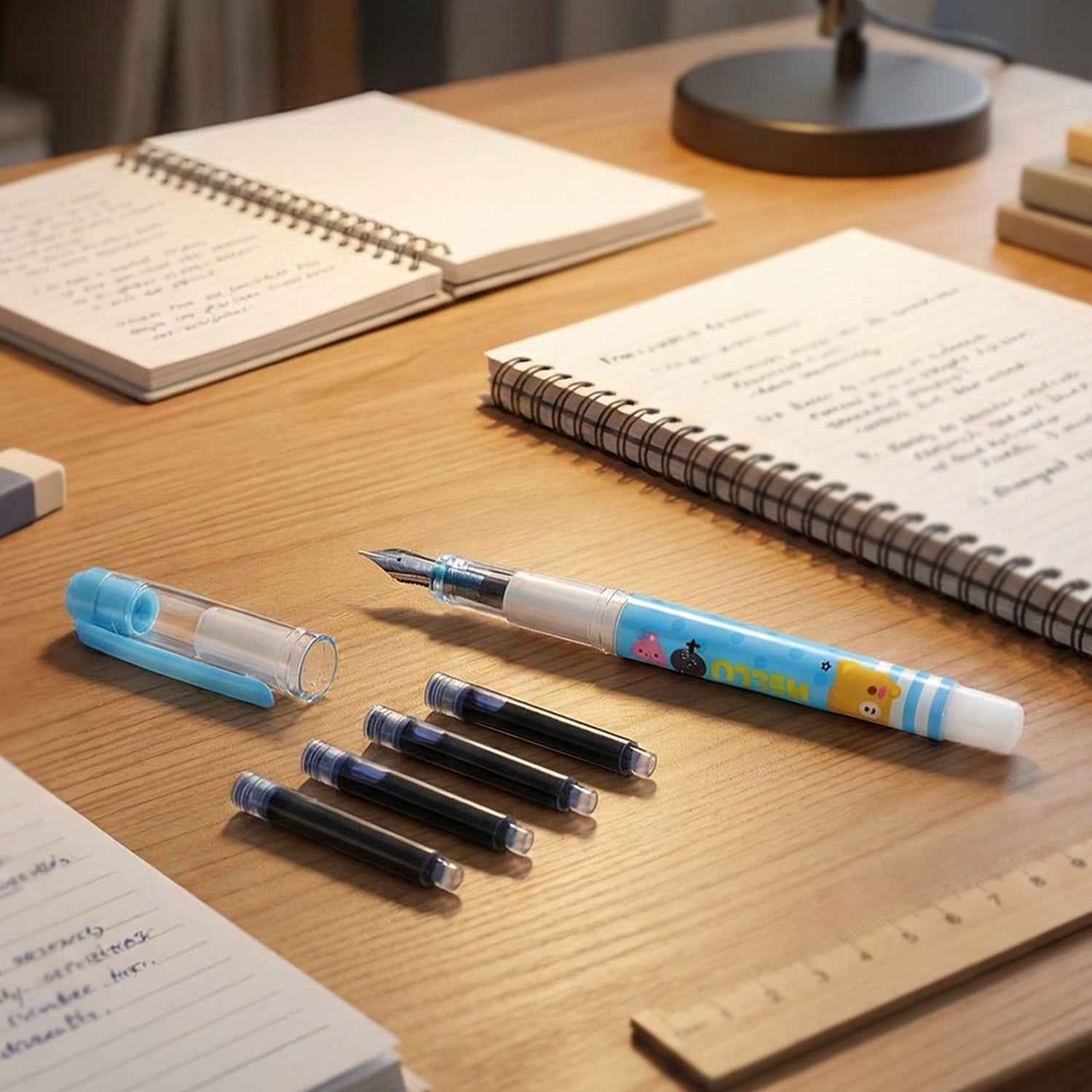 Liquid Ink Pen Set – Cute Cartoon Design with Refillable Cartridges