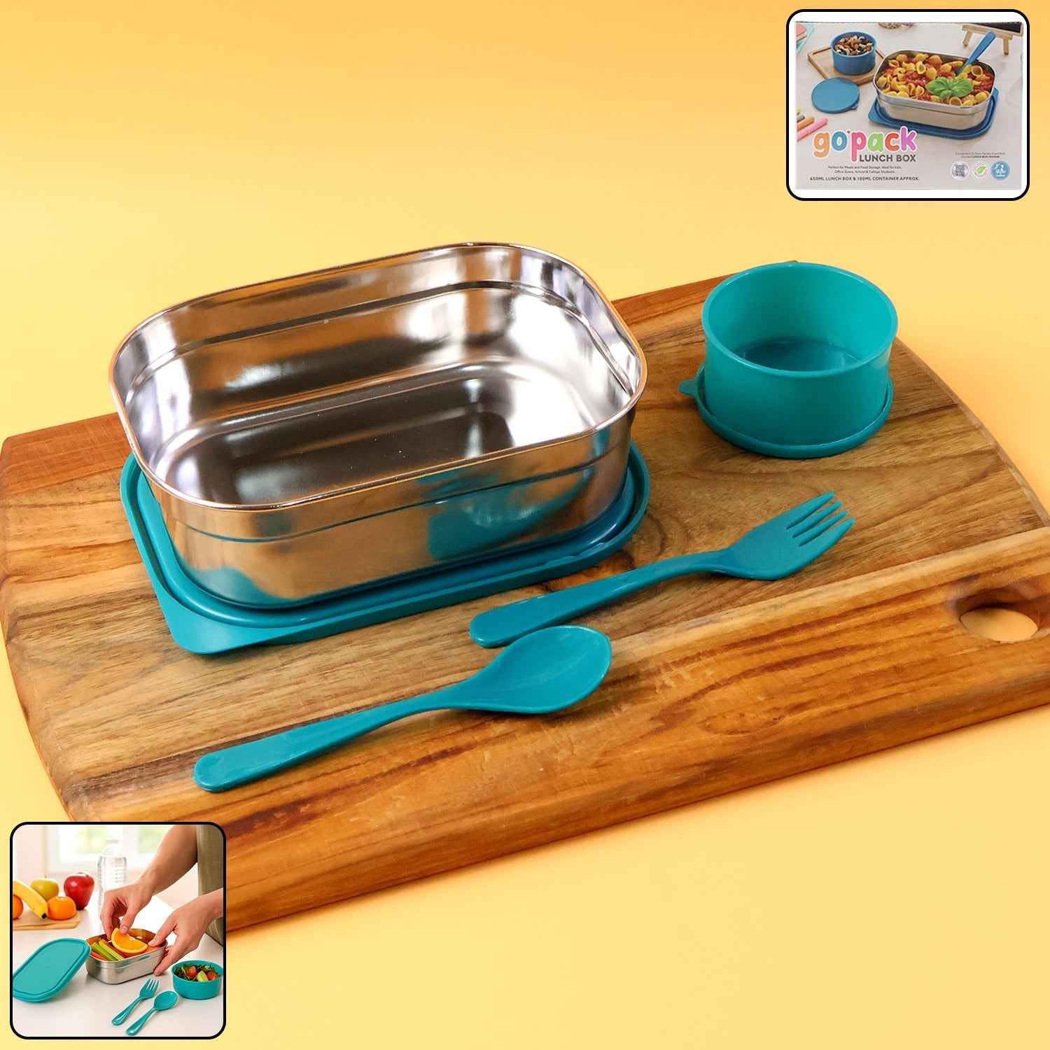 Stainless Steel Lunch Box Set – Leak-Resistant with Cutlery