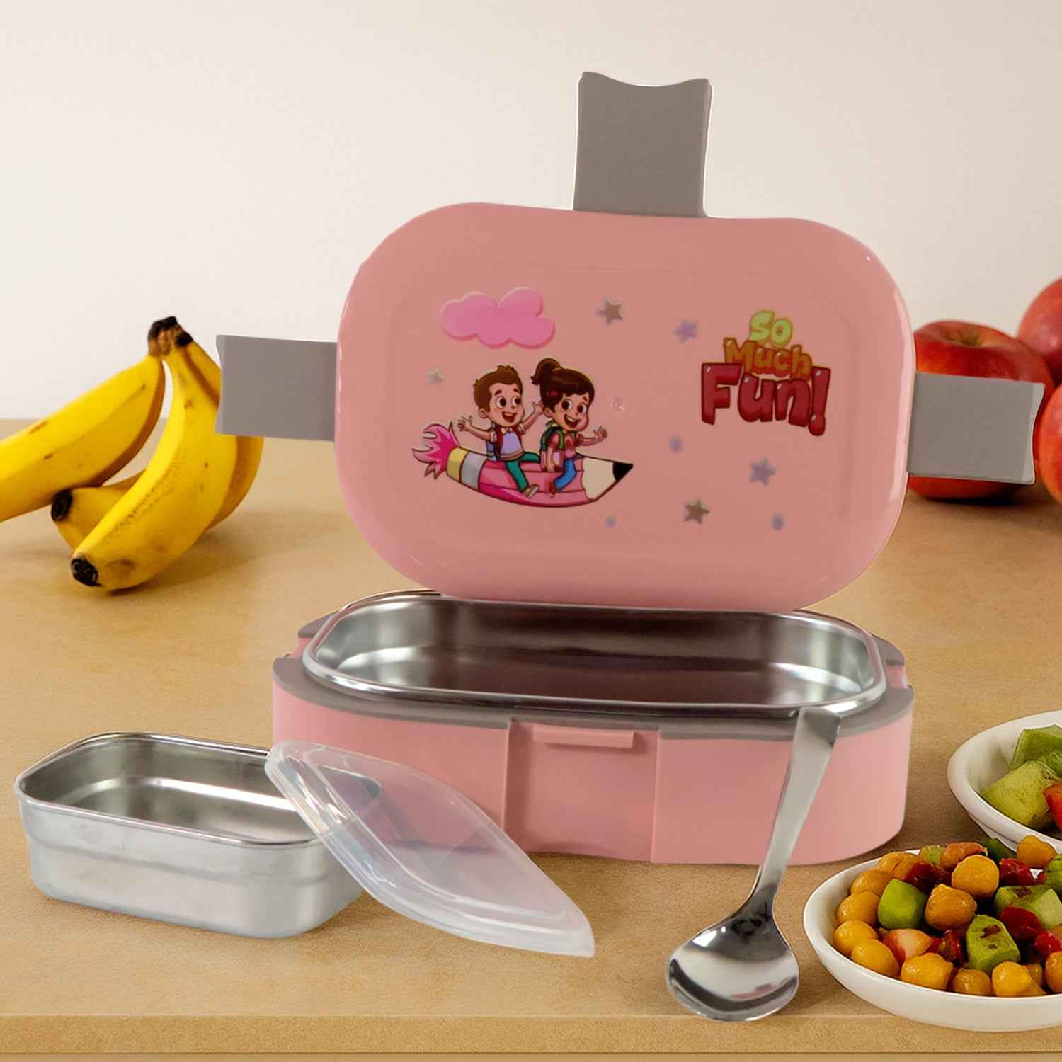 Kids Lunch Box – Stainless Steel Tray & Leak-Proof Snack Pot