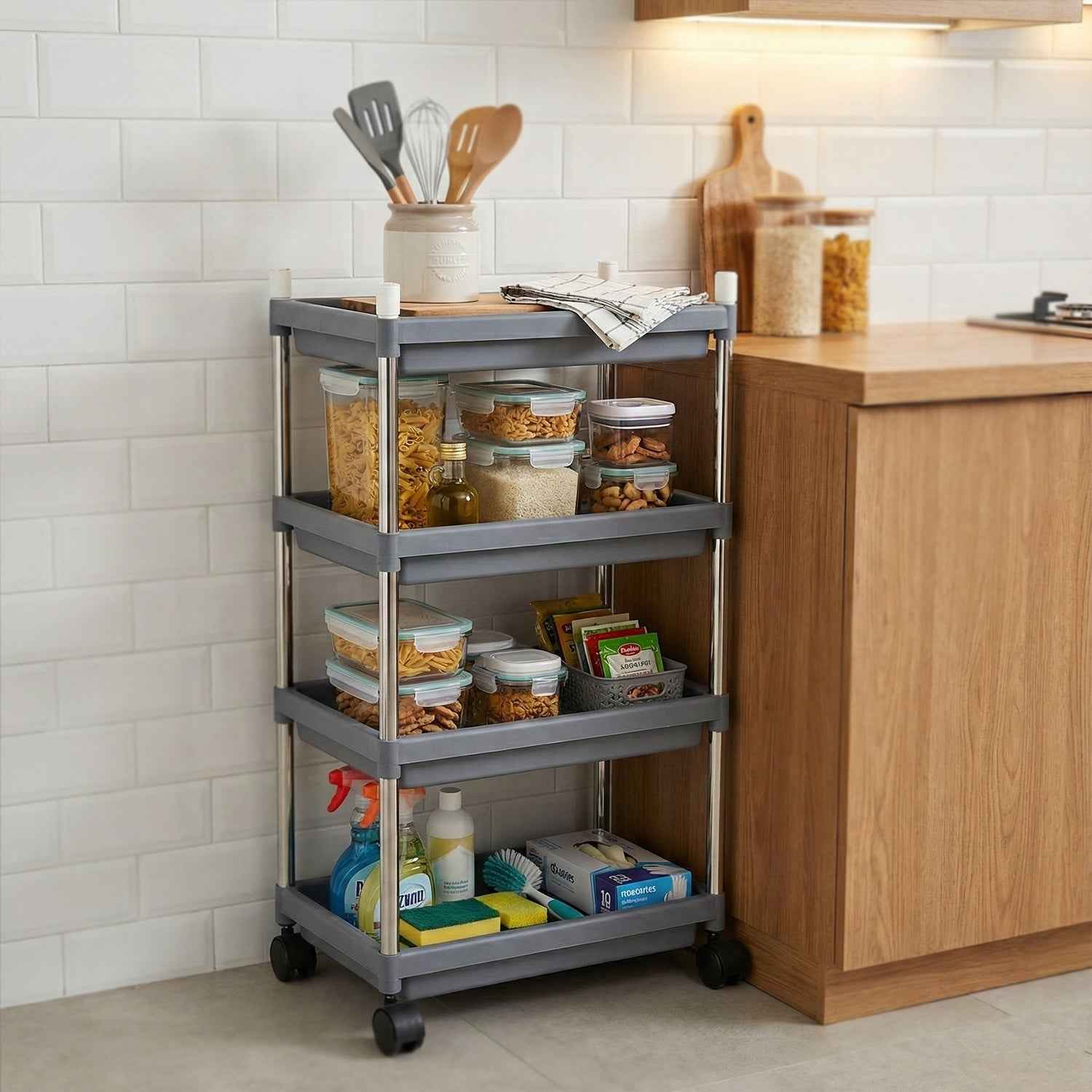 4-Layer Rolling Storage Cart – Durable & Mobile Organizer
