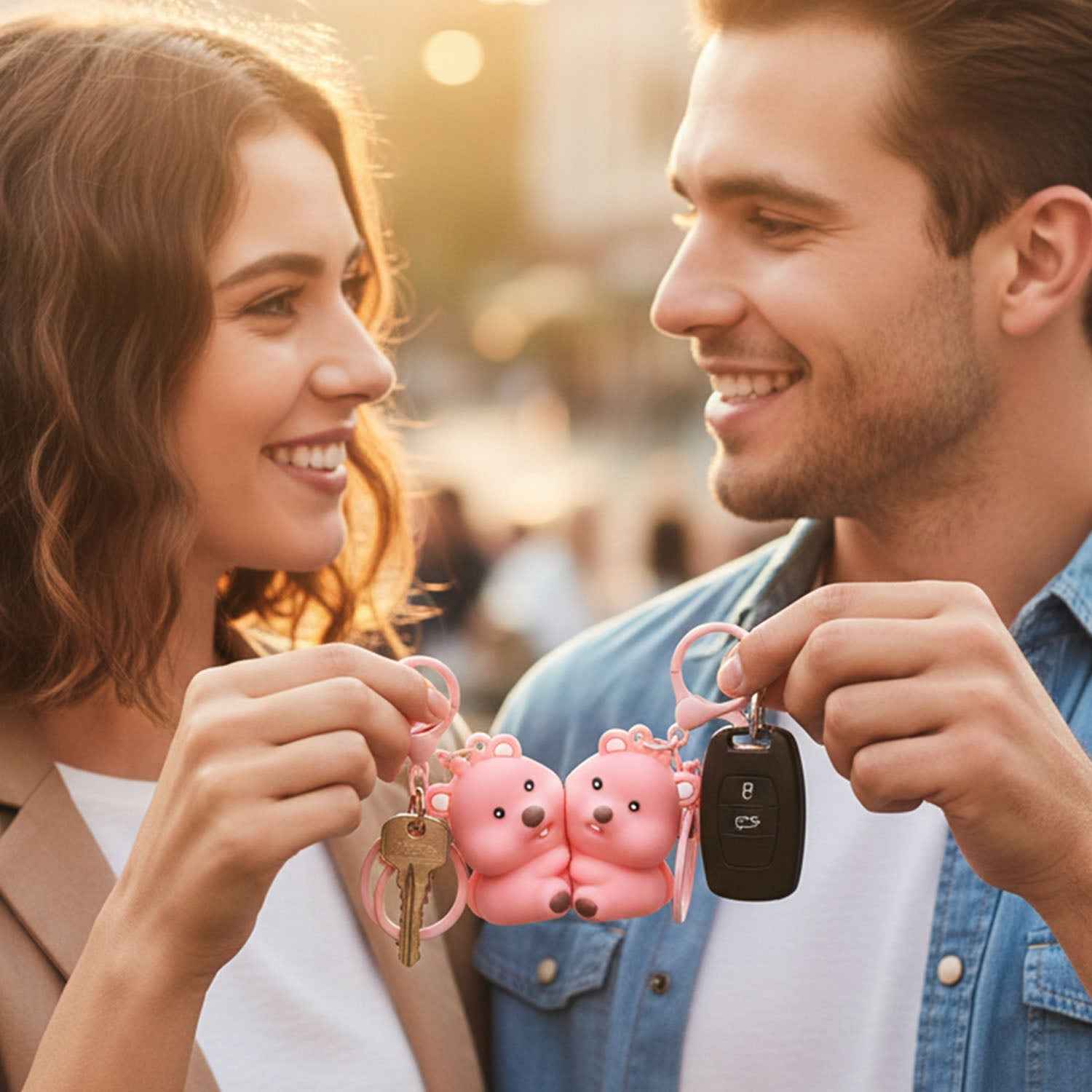 Couple Bear Keychain Set – Durable Lightweight Matching Rings