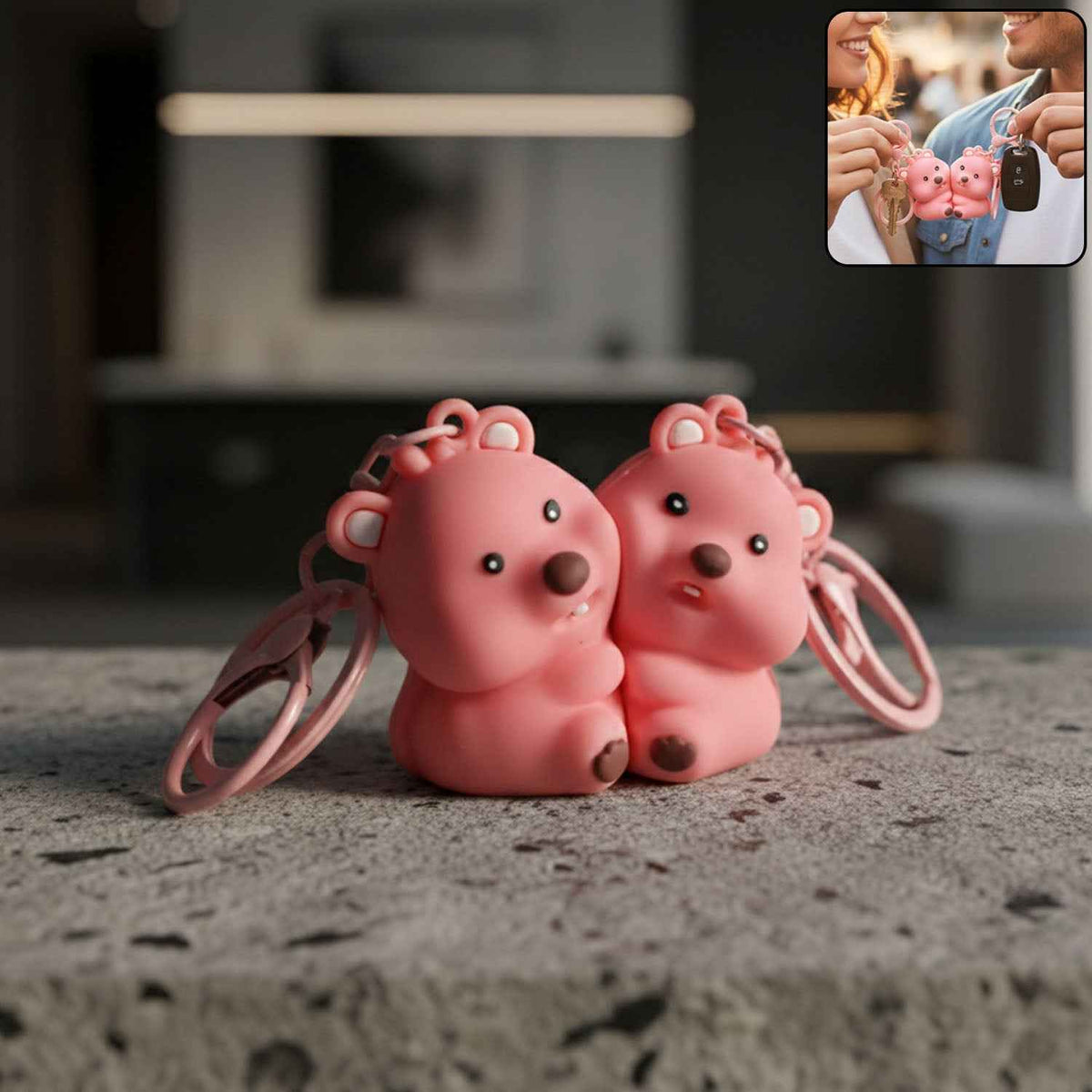 Couple Bear Keychain Set – Durable Lightweight Matching Rings