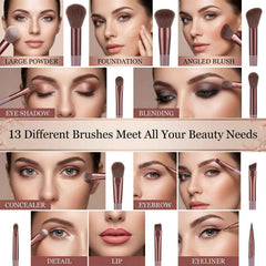 Professional Makeup Brush Set Ð Complete 13-Piece Collection with Pouch
