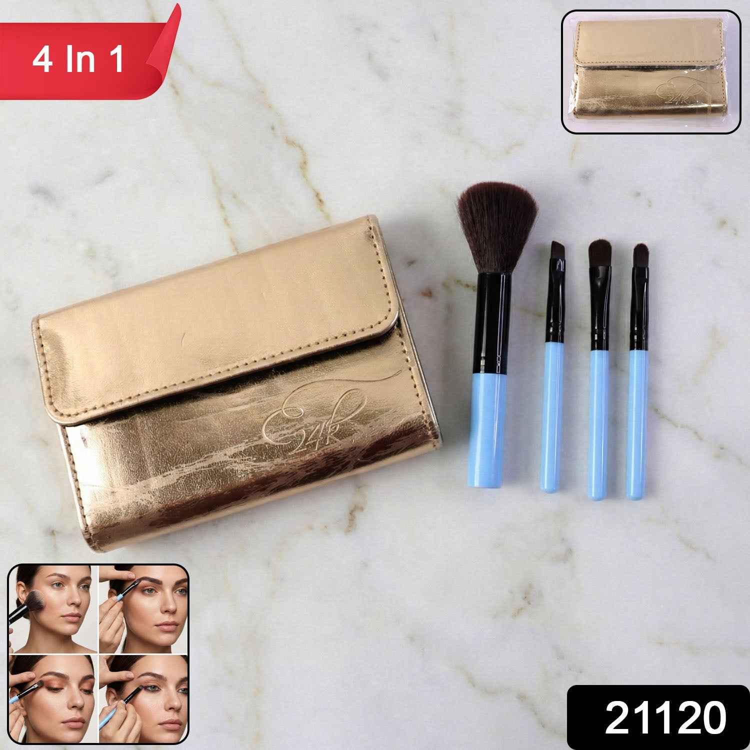 Professional Makeup Brush Set 4-in-1 for Face & Eyes