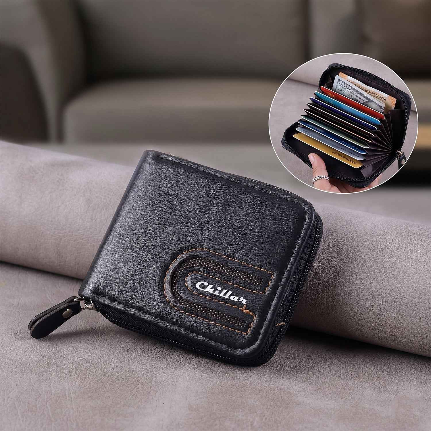 Zip-Around Cardholder Wallet – Secure Compact Design for Men & Women